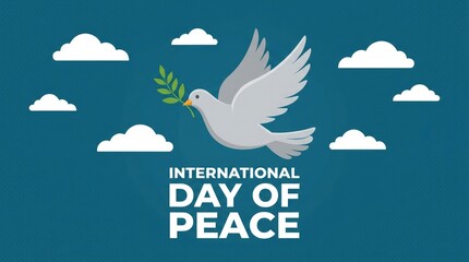 International day of peace dove with olive branch on peace day