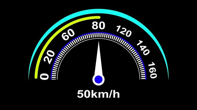 An animated simulated Internet bandwidth speed test gauge with speeds approaching 1 gigabit. Technology speedometer animation. Performance Racing Car Dashboard.