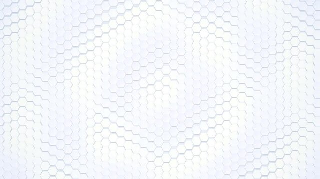 Wavy hexagonal grid pattern with subtle light and shadow, clean abstract geometric background for technology or science concepts