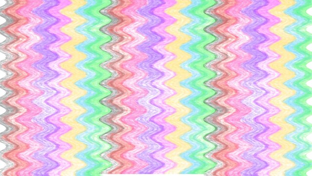 Vibrant pastel zigzag pattern featuring colorful, hand-drawn crayon texture. Perfect abstract vector background for fun, creative, and playful designs, wrapping paper, or digital art.