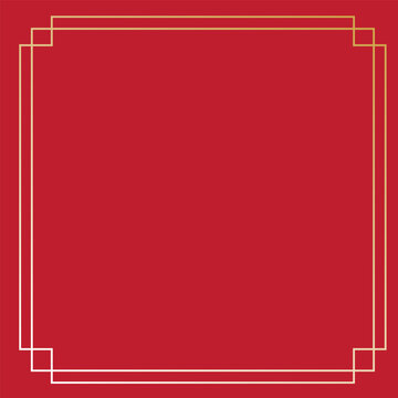 Elegant Gold Geometric Frame on Red Background for 2026 Chinese New Year Banner