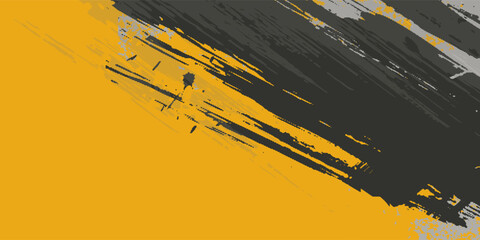 abstract black and yellow grunge texture with rough paint edge, industrial distressed background with cracked surface and urban street art style © Berkah
