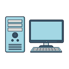 Fototapeta premium Computer desktop setup with monitor and keyboard