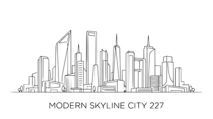 Fototapeta premium Minimalist city skyline line art vector illustration