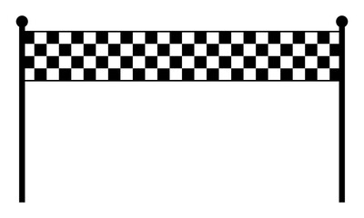 Obraz premium Racing finish line vector icon with checkered flag pattern banner and posts isolated on white background for sports design