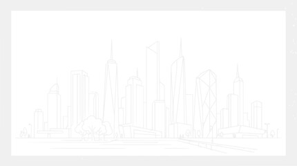 Obraz premium Minimalist City Skyline Line Art Vector Illustration