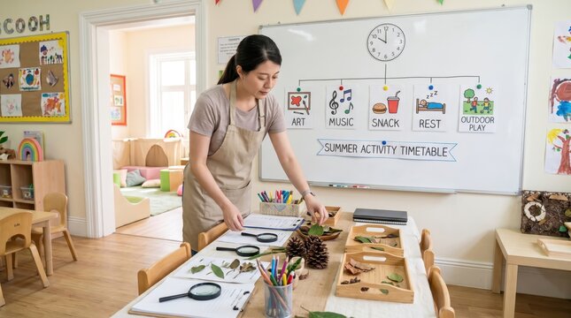 Teacher Organizing Summer Childcare, Camps & Activity Schedules