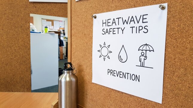 Heatwave Safety Tips and Hydration Information Display