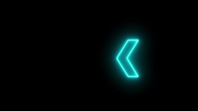 Glowing neon light animated traffic directional arrows sign. Left arrow for road direction. Flashing direction indicators.4k motion graphics video animation