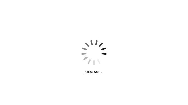 Loading animation please wait message circular progress bar with dots buffering on black background, 4k quality animation video.