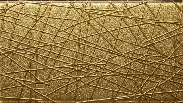 A close-up view of a textured gold-colored surface with intersecting lines