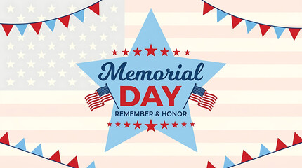 Obraz premium Memorial day background with american flag and patriotic decorations