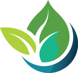 Naklejka premium Green leaf and water drop logo icon design isolated on transparent background, Vector