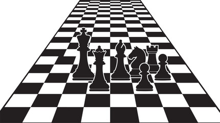 Full Complete Chess Set Starting Lineup With All Pawns Rook Knight Bishop Queen King On Board © Babur