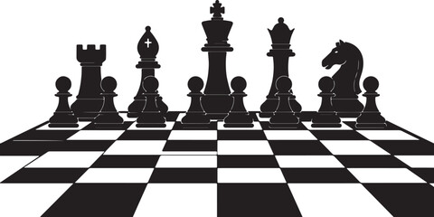 Full Complete Chess Set Starting Lineup With All Pawns Rook Knight Bishop Queen King On Board © Babur