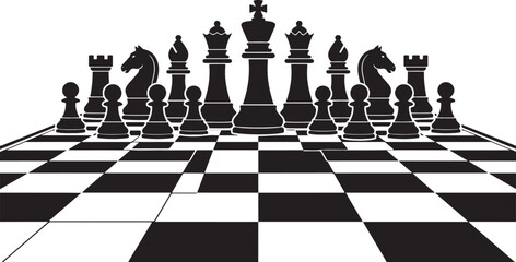 Full Complete Chess Set Starting Lineup With All Pawns Rook Knight Bishop Queen King On Board © Babur