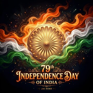 India Independence Day celebration. 79th anniversary of Indian freedom. National pride and patriotism.