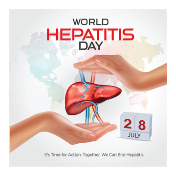World Hepatitis Day medical Awareness concept. Liver with stethoscope and world map background. 28th july hepatitis day.