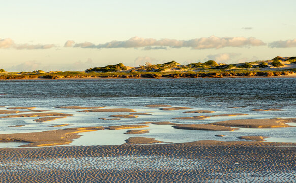 low tide at sunset and dusk, Grotto Beach, Hermanus, South Africa