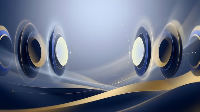 Abstract background with blue and gold concentric circles for technology