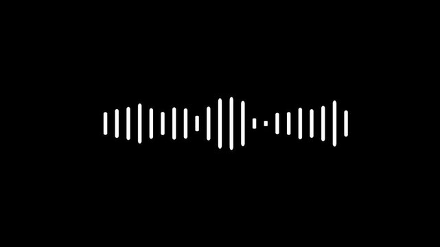 A microphone icon with white animated equalizer. Animation for video podcast, broadcast, radio, intro or opener. Music or sound vizualization with sound wave, frequency in the dark blue background.