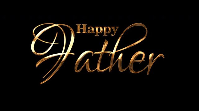 Happy Father's Day gold text on black background