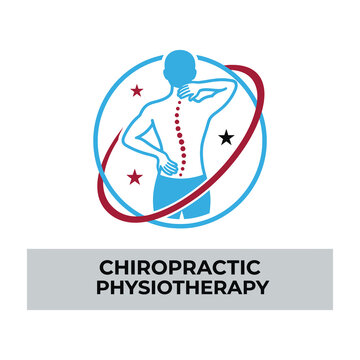 Chiropractic physiotherapy logo with spine and stars