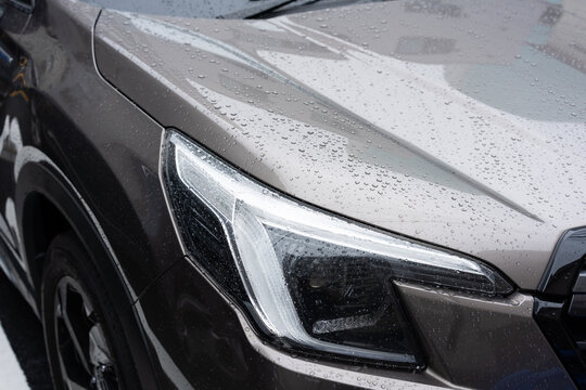 車　水滴　雨