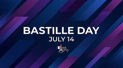 Bastille day july 14 modern graphic banner with minimal eiffel tower, bastille