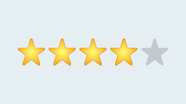 Video animation of a 1- to 5-star rating. Business concept for online star ratings.