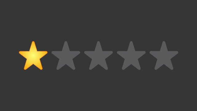 Video animation of a 1- to 5-star rating. Business concept for online star ratings.