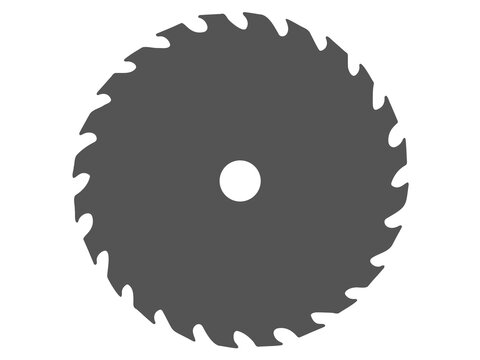 Circular saw blade icon with sharp teeth design