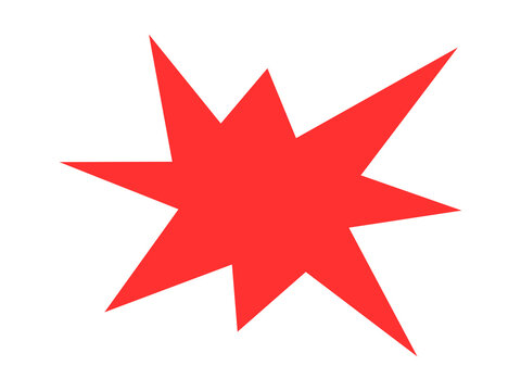 Red star burst shape isolated on plain background