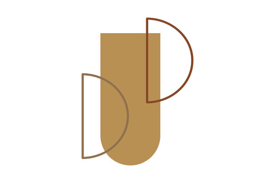 Abstract minimalist letter p logo design with geometric shapes vector illustration of a bag with sale sign