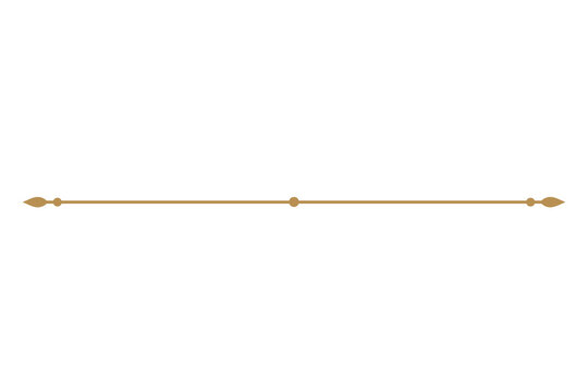 Minimalist gold horizontal line with arrowheads and dots vector