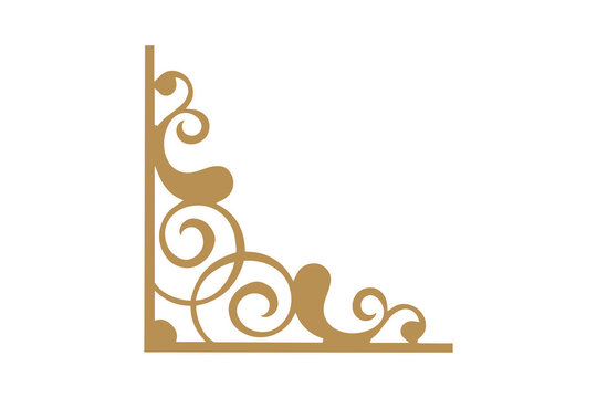 Elegant golden decorative corner ornament with scroll design