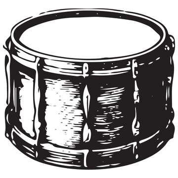 Vintage Snare Drum Engraving Illustration for Band Orchestra Concert and Rhythm Music Design