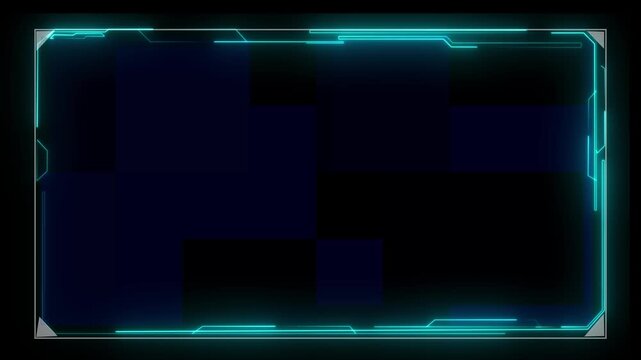 Futuristic digital Frame HUD element caber frame technology video overlay templates. Digital futuristic motion graphic element caber generated background. security hologram frame border ck background.