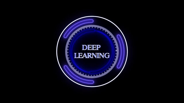 4K Blue Purple Neon HUD Deep Learning Interface Circle HUD AI Futuristic Tech UI Seamless Loop Video