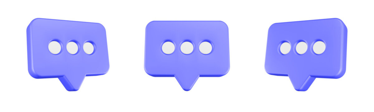 chat icon 3d render square bubble