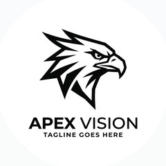 Naklejka premium Sharp eagle head with fierce gaze for apex vision leadership security technology sports logo design