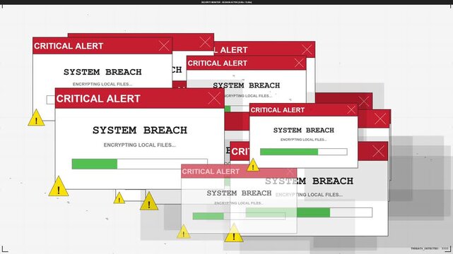 Animated Critical Warning Popup Alert Appearing on Digital Screen Interface with Motion Graphics