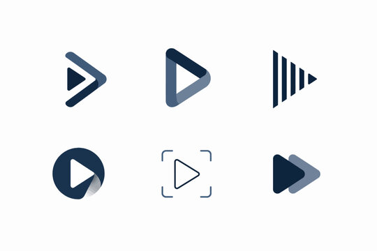 Media Control Play Button Icon Set &ndash; Modern Multimedia Navigation Symbols Collection