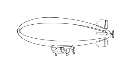Minimalist Line Art of a Blimp or Airship with Gondola and Propeller © Bagus