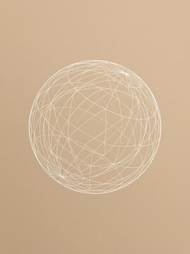 Abstract white geometric sphere on beige background
