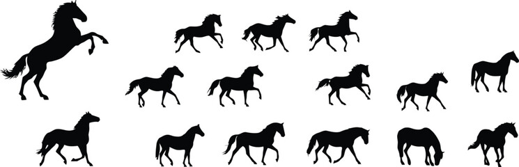 Black silhouettes of various animals in a grid layout wildlife © MD MOZAMMEL HAQUE