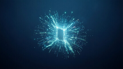Fototapeta premium Singularity light portal abstract energy background with glowing particles and copy space for digital technology and futuristic design concepts