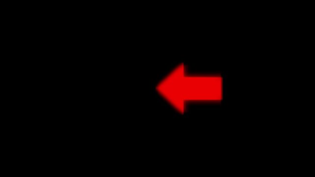 Red arrow pointing left animation on black background, for user interface, direction
