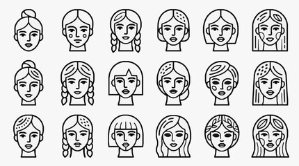 Fototapeta premium Corporate Set of Diverse Female Faces with Various Hairstyles and Emotions for Presentations Reports or Branding