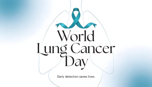 World lung cancer day with teal ribbon.